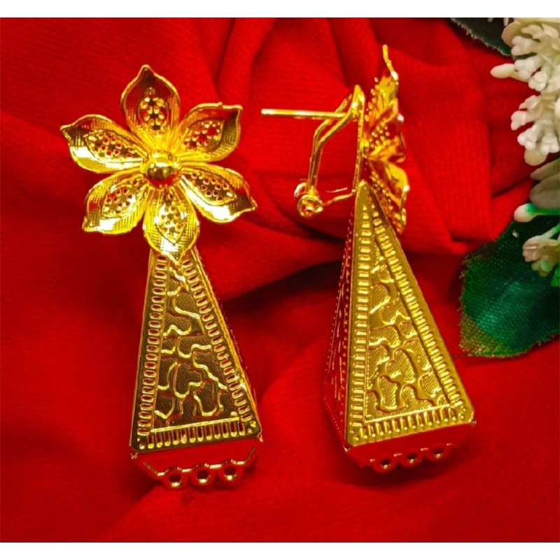 ANTING JURAI BUNGA KENDARI TERBARU PERHIASAN LAPIS EMAS 24K