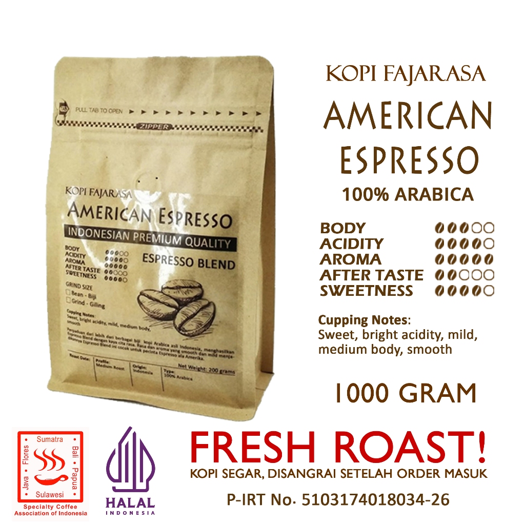 

Kopi Fajarasa American Espresso Biji Kopi Espresso Blend 1 kg