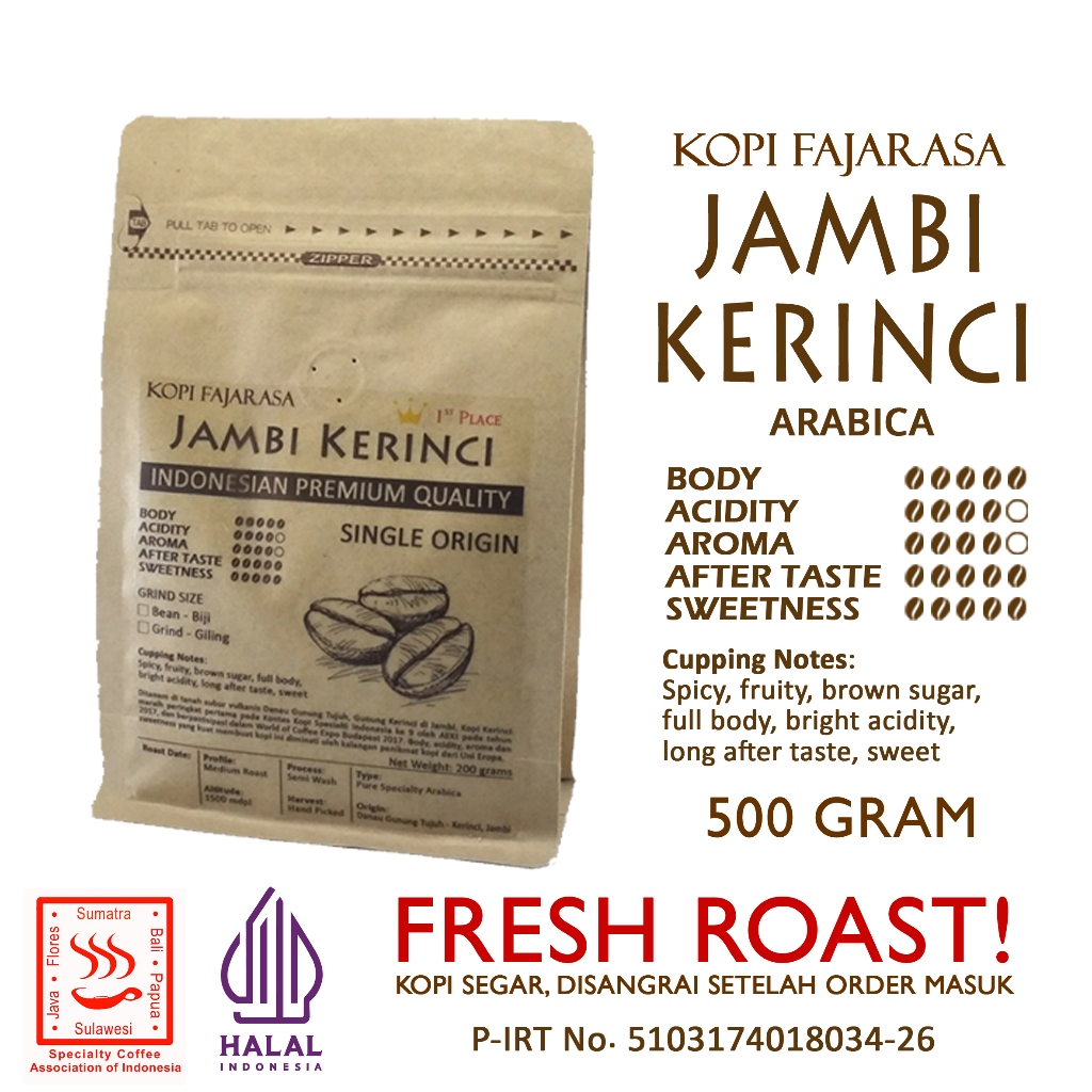 

Kopi Fajarasa Jambi Kerinci Biji Kopi Arabica 500 gram