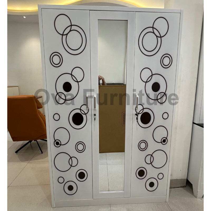 Lemari Pakaian / Lemari Baju / Lemari Plat Besi 3 Pintu Swing