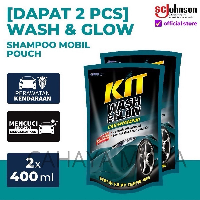 ( HARGA 2Pcs ) Kit Wash & Glow Pouch 400mL // kit wash and glow 400 ml // sabun cuci motor