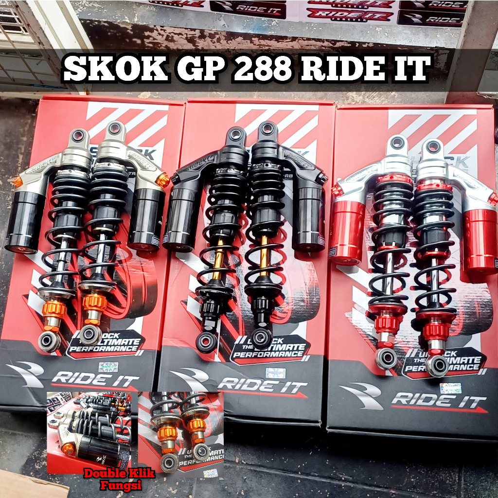Shockbreaker Tabung Ride IT GP 299 288 Pro Series 320 340mm black as gold Skok Belakang 32cm 34cm CB