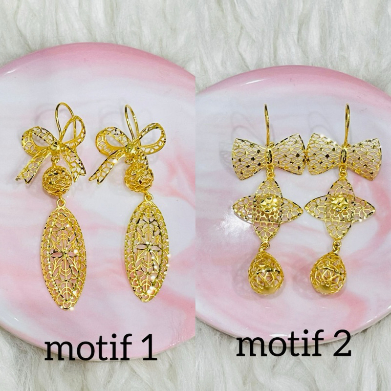 anting pita kerawang panjang terbaru emas asli kadar 700