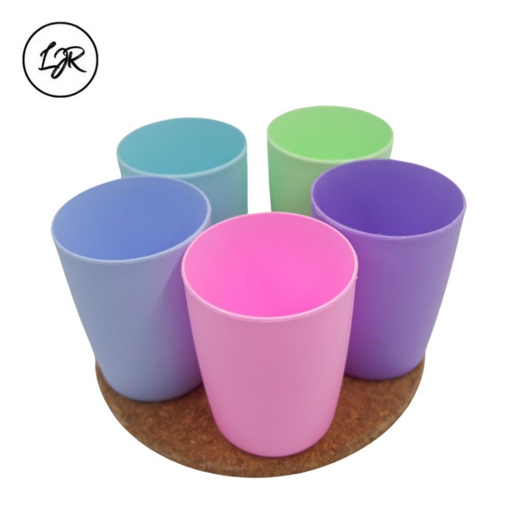 LJR Gelas Minum Plastik Cangkir Tahan Panas Warna Pastel 200ML - 1 Pcs