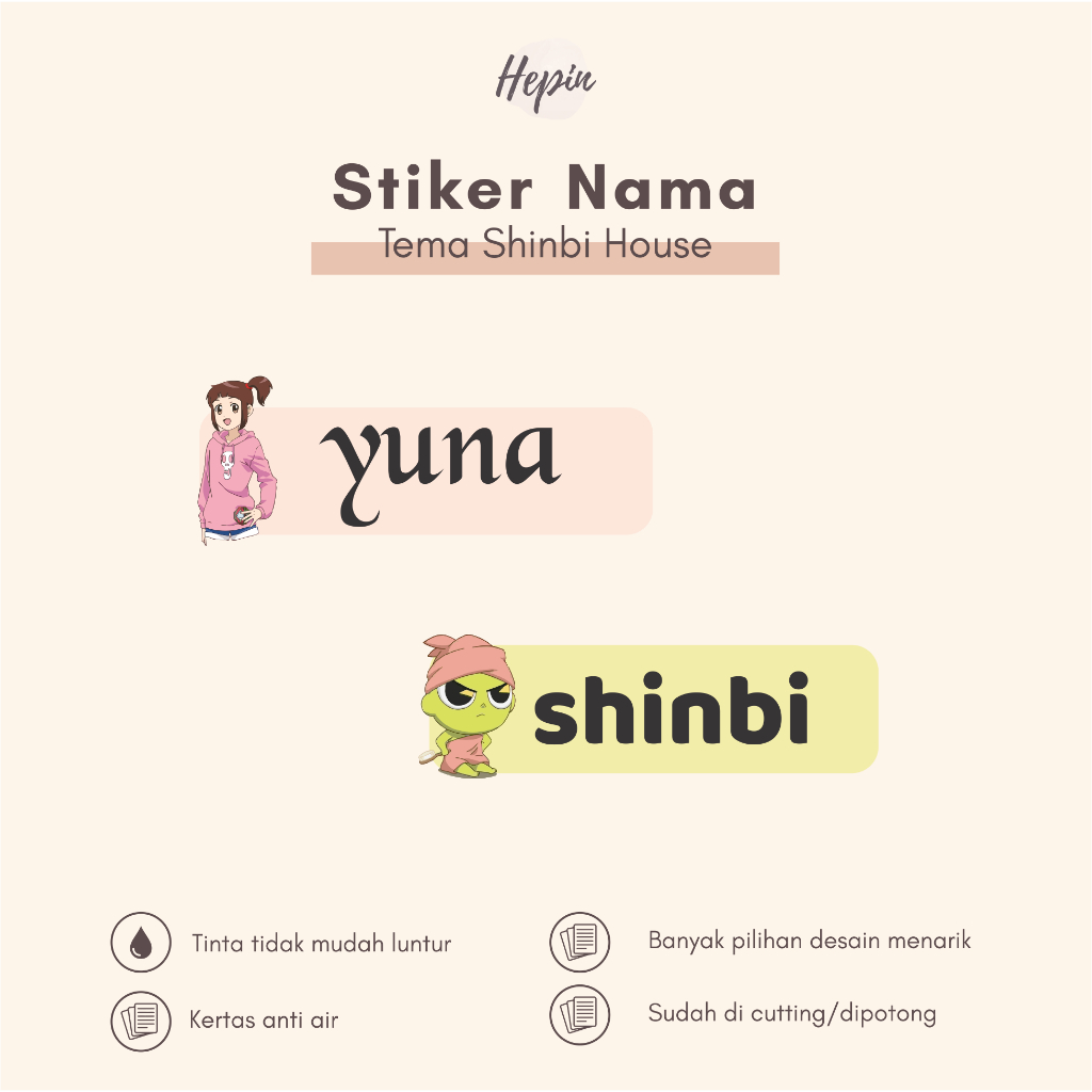 

(90 - 120 pcs) Stiker Cutting nama SHINBI HOUSE/ Stiker Nama Anak Murah / Label Nama Custom