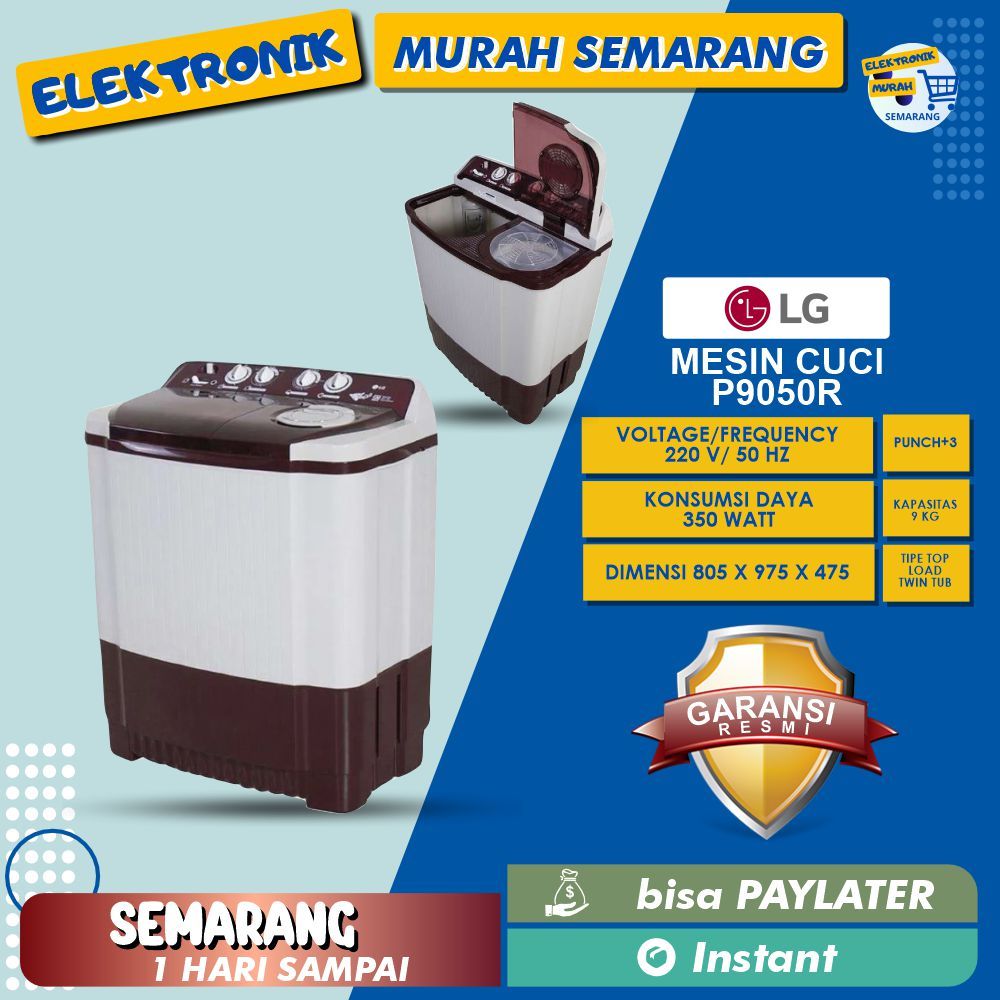 MESIN CUCI LG 2 Tabung Low Watt P9050 R 9KG 2 TABUNG 9050R LOW WATT