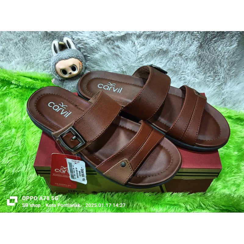 sendal pria jepit  asli kulit carvil