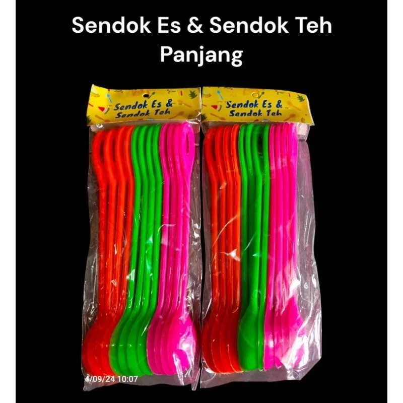 (12 PCS) SENDOK ES PLASTIK PANJANG / SENDOK MINUMAN PLASTIK / SENDOK ES TEH / SENDOK ES JUS