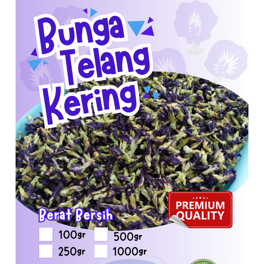 

Telang Kering Premium Grade A Bunga Telang Teh Herbal Biru Pewarna Makanan dan Minuman Teh Kesehatan Tise Telang
