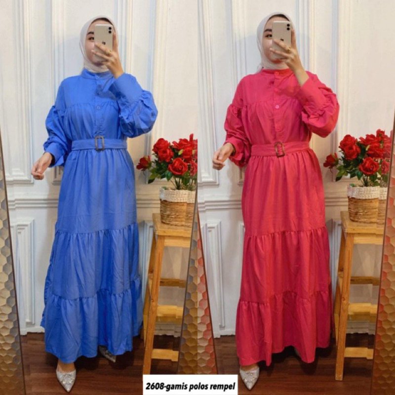 ARB3 - 2618 - Midi Dress Rajut Plisket Bunga