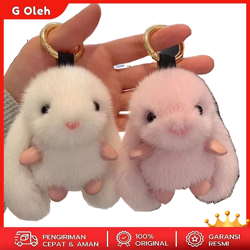 G Oleh Liontin kelinci lucu liontin mewah gantungan kunci dekorasi liontin kunci mobil