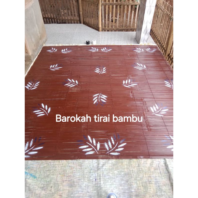 Tirai bambu krey motif bunga termurah outdoor 200x300 anti air krey / wide / kirey / kirai sudah len