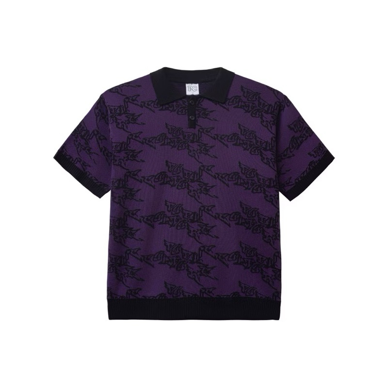 Public Culture - Bombing Knit Polo - Dark Purple / Black