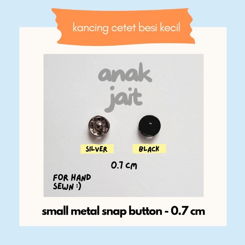 Kancing Cetet Besi / Kancing Jepret Besi Silver 0.7 cm/ Kancing Jepret Besi Hitam 0.7 cm / Kancing J