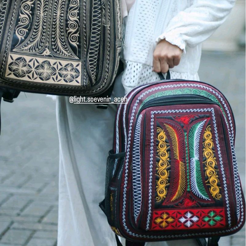 Tas Ransel Bordiran Khas Aceh Ukuran Besar Laptop Sampai 15 Inchi