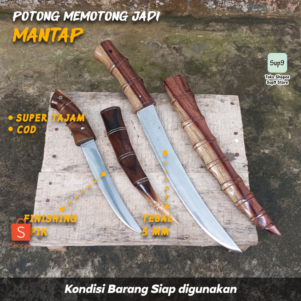 Paket Hemat Pisau Sembelih Zambia Caching Motif Bambu