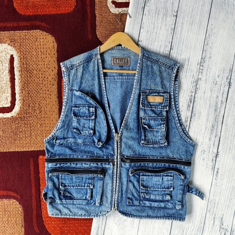 vest denim jacket By Califf Xl