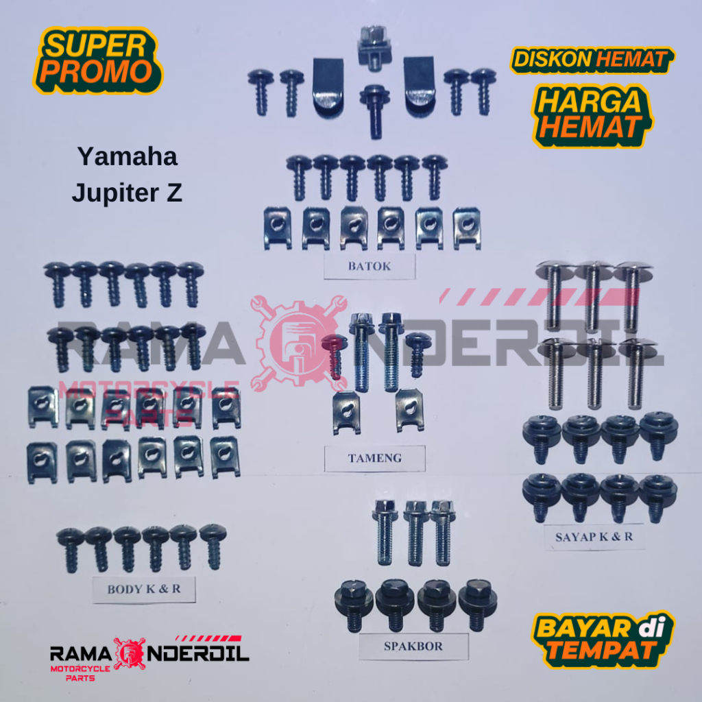 Satu set baut/ baud mur body motor Jupiter Z new thn 2010