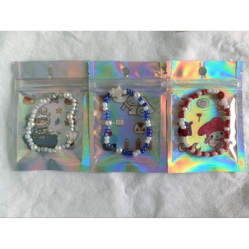 gelang manik manik aksesoris kemasan ziplock dapat stiker tempel