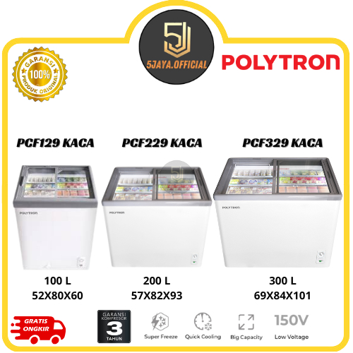 Chest Freezer Polytron Sliding Kaca - PFC129/PCF229/PCF329 Polytron