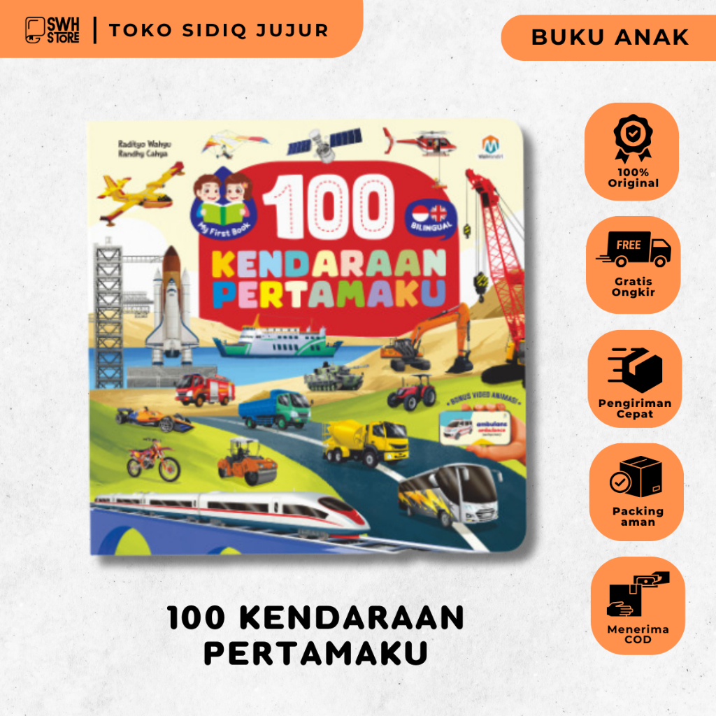 Buku Anak 1 Tahun - 100 Kendaraan Pertamaku Boardbook Besar