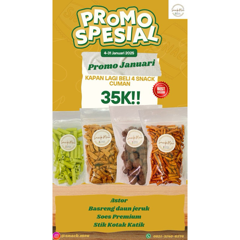 

PROMO PAKET MURAH 4 SNACK HANYA 35K