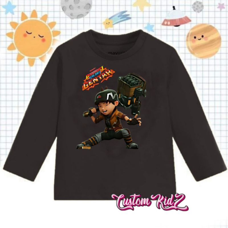 Baju anak kaos anak BOBOIBOY GENTAR lengan panjang