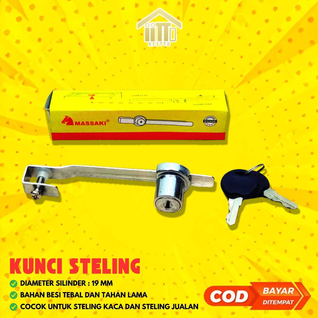 KUNCI STELING MASSAKI / KUNCI PINTU KACA / KUNCI KACA ETALASE SLIDING GESER MASSAKI / KUNCI STELING 
