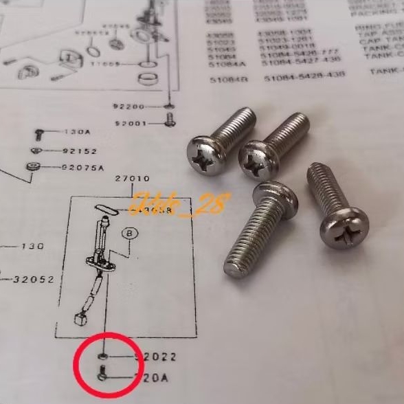 SCREW PAN CROS STAINLESS SENSOR TANKI KAWASAKI NINJA R L SS SATUAN ANTI KARAT