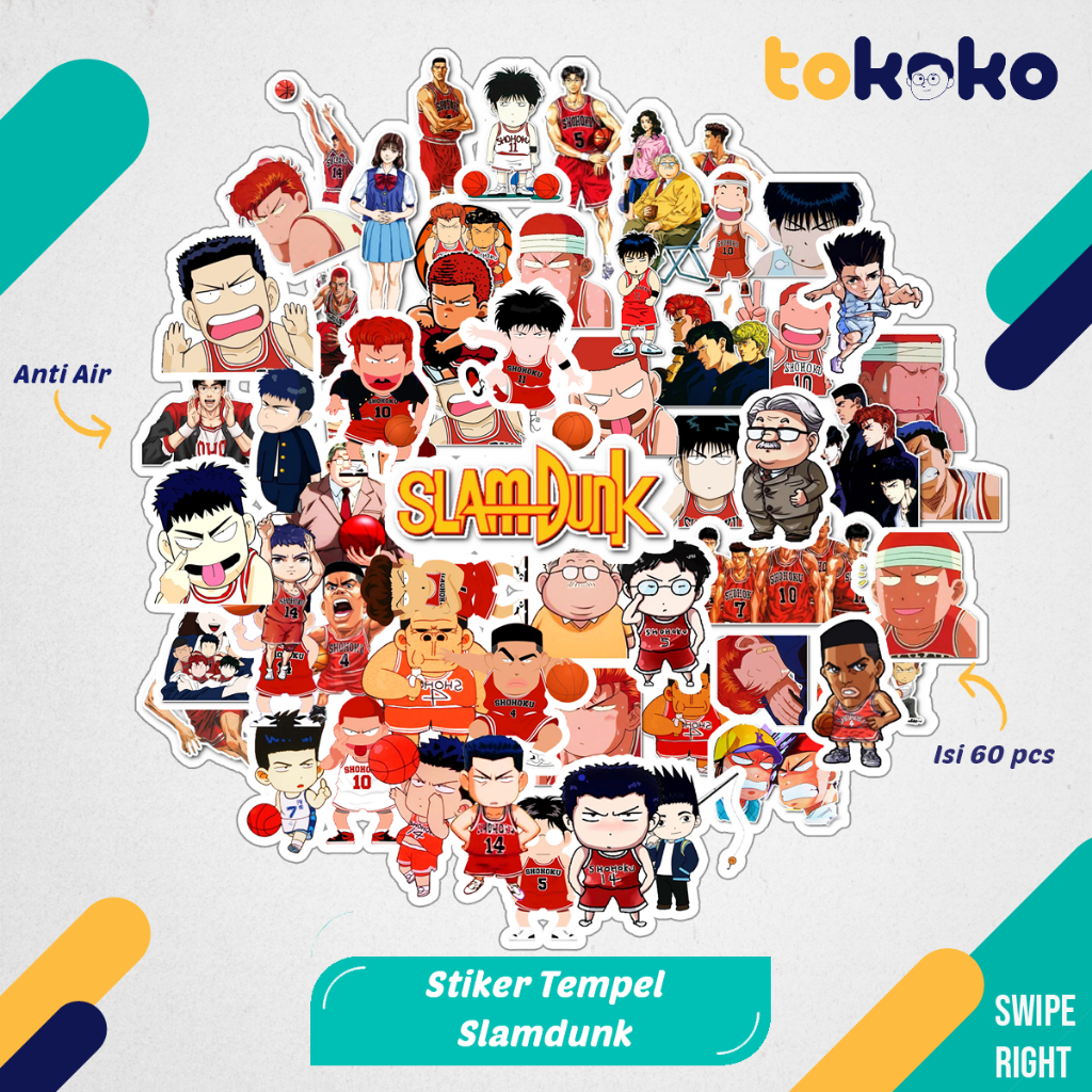 

Stiker Cutting Slamdunk Basket Chibi Anime Kartun Film Paper Vinyl Dekorasi Laptop Koper Tumbler Kulkas DIY