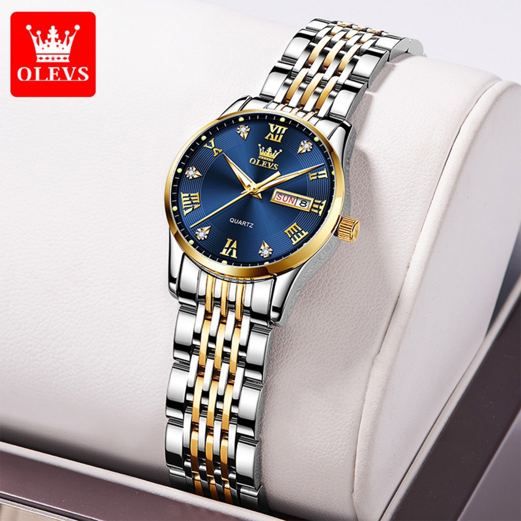 Olevs Jam Tangan Rantai Wanita Terbaru Jam Tangan Analog Wanita Besi Kekinian Anti Air Cewek Elegan 
