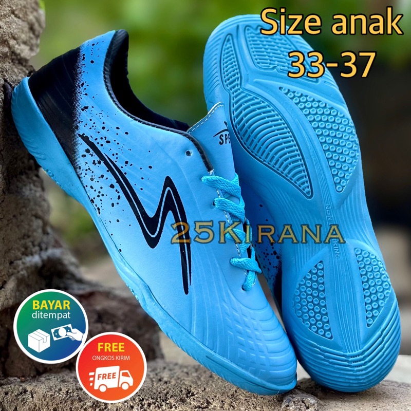 Sepatu futsal specs anak anak model terbaru sol karet ukuran size 33 34 35 36 37 SD SMP UMUR 4 5 6 7