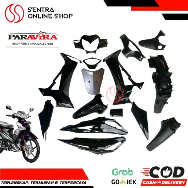Cover body bodi supra x 125 2007 batman hitam silver full set