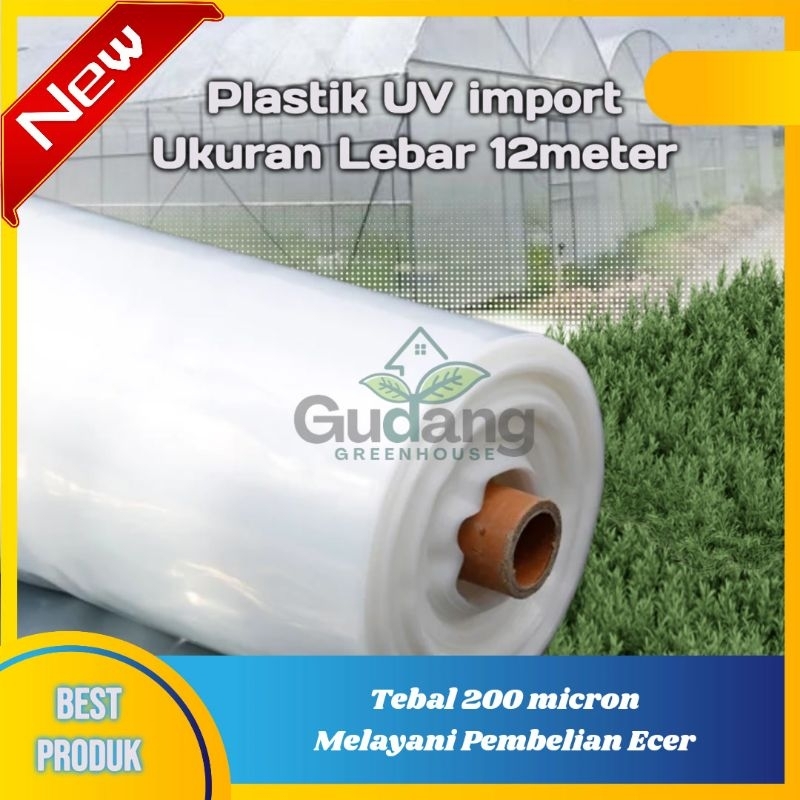Plastik UV Lebar 12 Meter Panjang 100 Meter 200 Mikron import