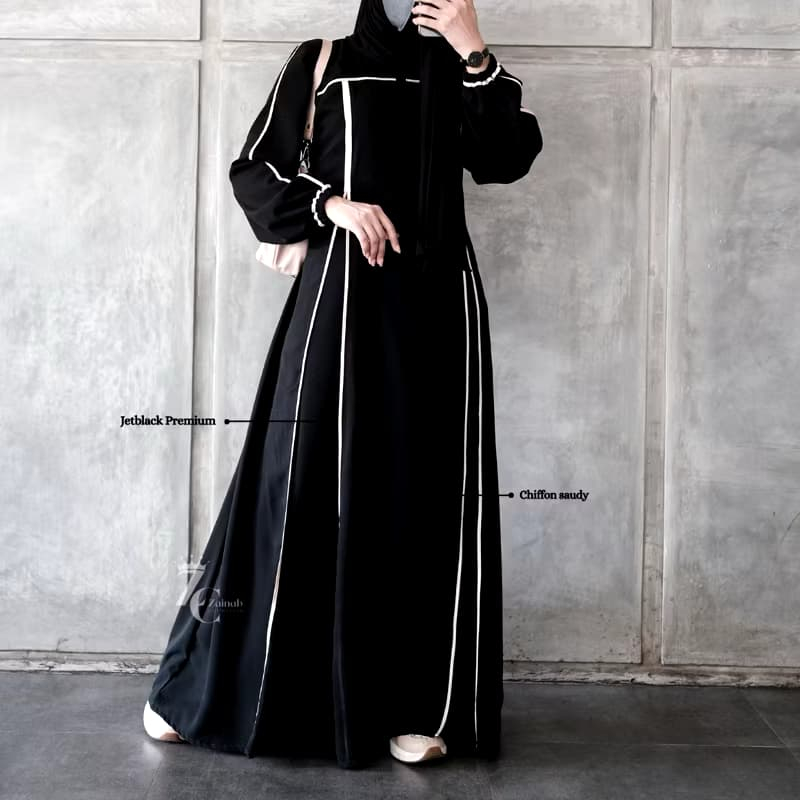 Gamis Abaya Lis Hitam Dress Kondangan Gamis Lebaran Remaja Dewasa Jetblack S M L XL XXL 3XL 4XL