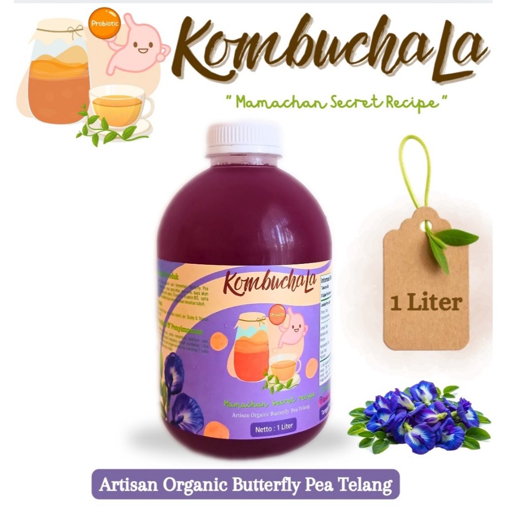 

Kombucha La Butterfly Pea Telang Probiotic Organic Tea 500 ml & 1Liter