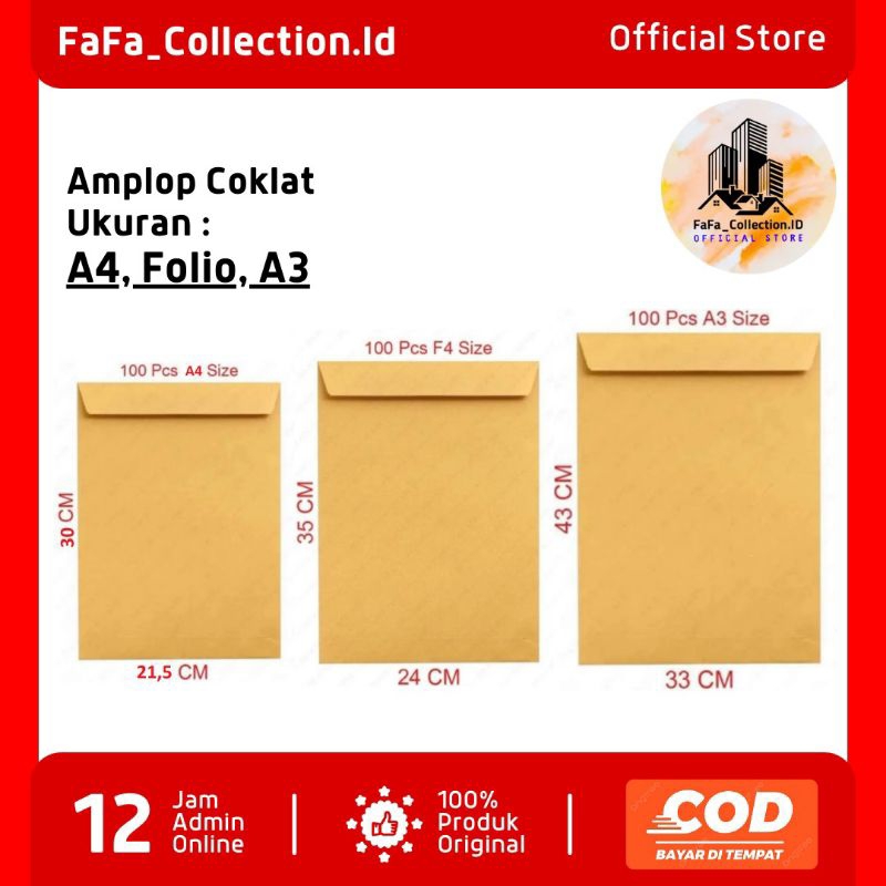 

Amplop Coklat A4/F4/A3