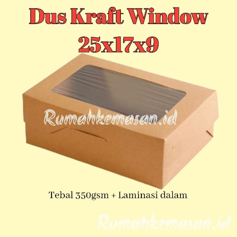 

[Pcs] Dus Kraft Window laminasi 25x17x9 / Dus Cup Cake isi 6 Kraft Window laminasi per pcs