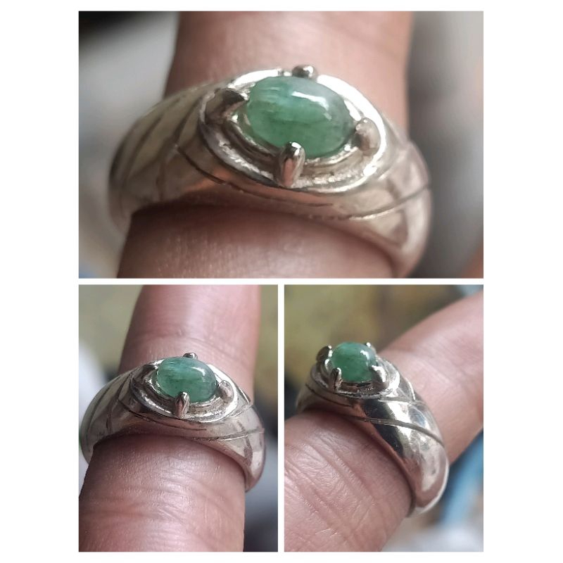 natural zamrud Colombia ring melintang