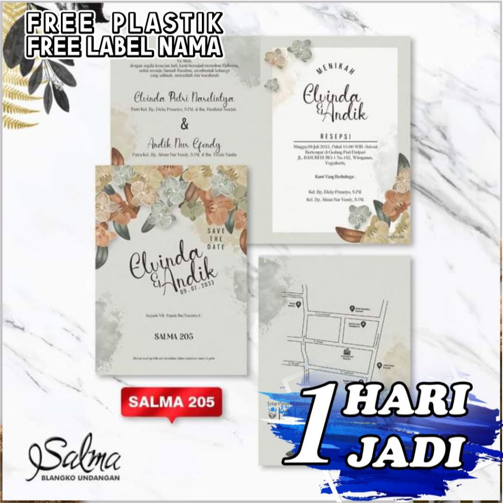 Cetak Undangan Salma 205 Express Sehari Jadi