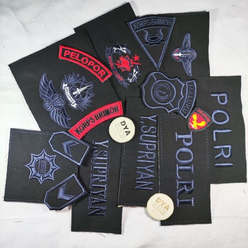 Badge Bordir Atribut Brimob Korps seragam hitam brimob mabes polri pelopor
