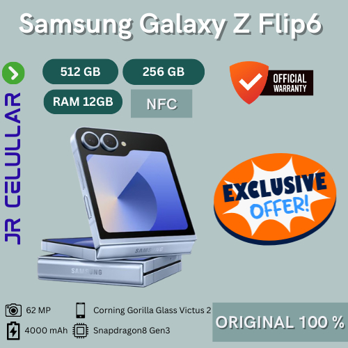 Samsung Galaxy Z Flip6, Smartphone AI, Smartphone Lipat, Android, Kamera 50MP Garansi Resmi Samsung 
