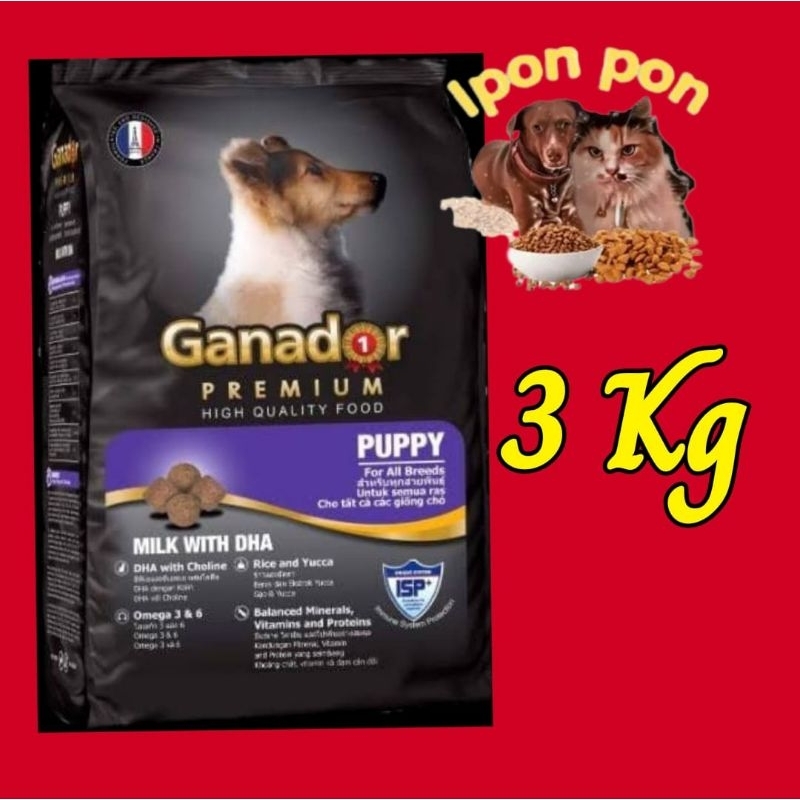 GANADOR PUPPY WITH DHA AND MILK 3 kg pakan anjing premium quality