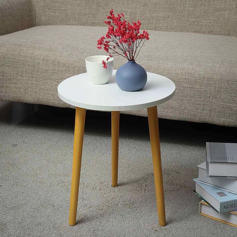 Meja Kayu Bulat Minimalis/Aesthetic 3 kaki Natural