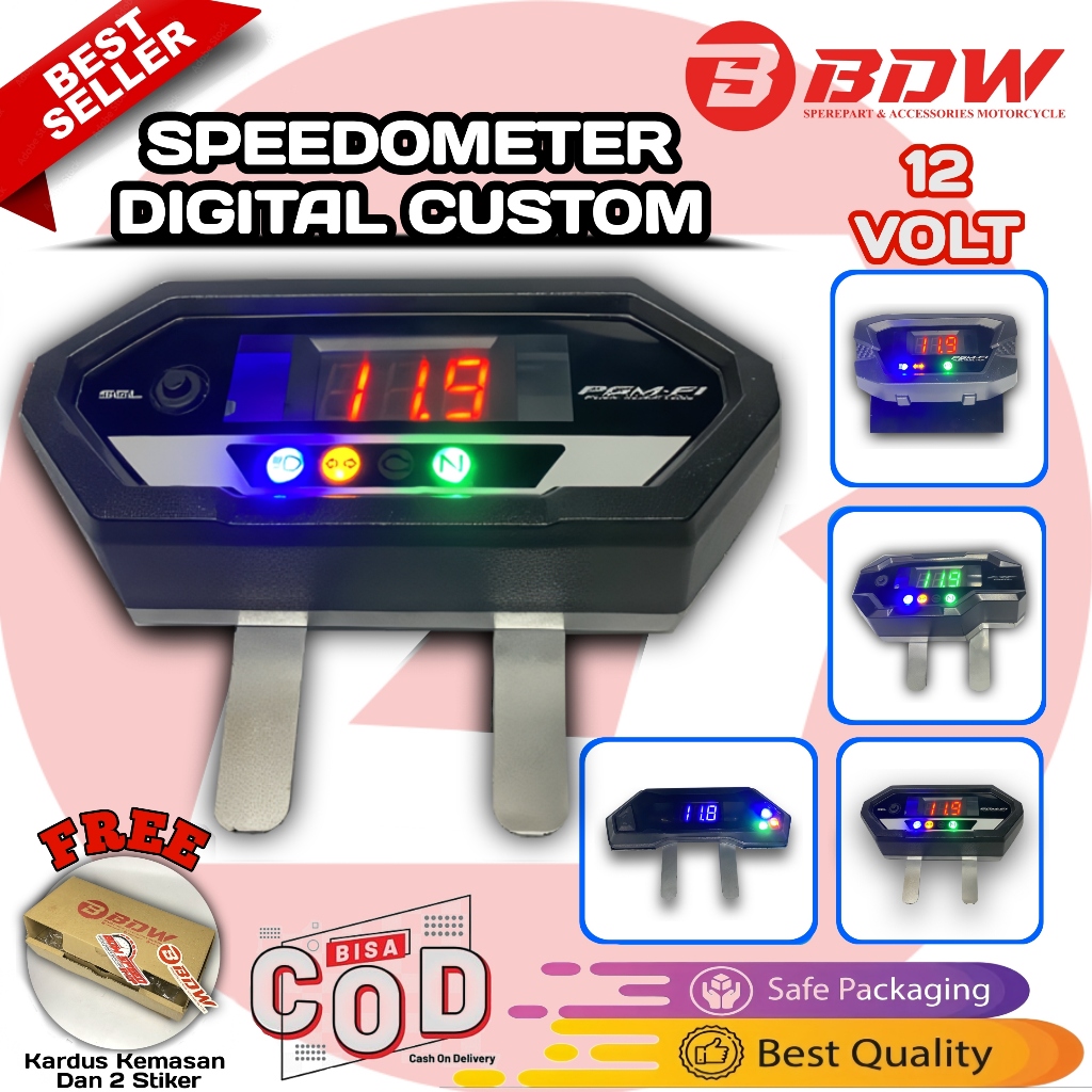 NEW Speedometer Digital Custom 12 Volt Cover Beat Street, CRF, Verza, KLX Isi Voltmeter Dan