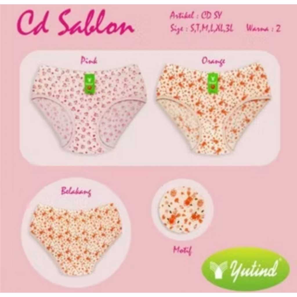 6PCS CELANA DALAM WANITA YUTIND SABLON/BORDIR ,CELANA DALAM WANITA , CD YUTIND SABLON