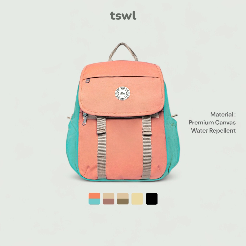 TSWL - Tas Ransel Wanita Kecil iPad 11 inch Kanvas Canvas Anti Air untuk Kuliah Sekolah Gendong Gand