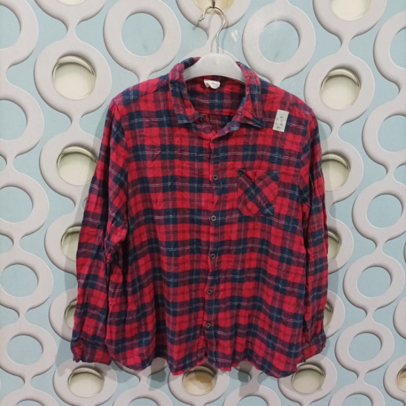 KEMEJA FLANNEL PRIA SECOND UNBRAND SIZE M NZC047