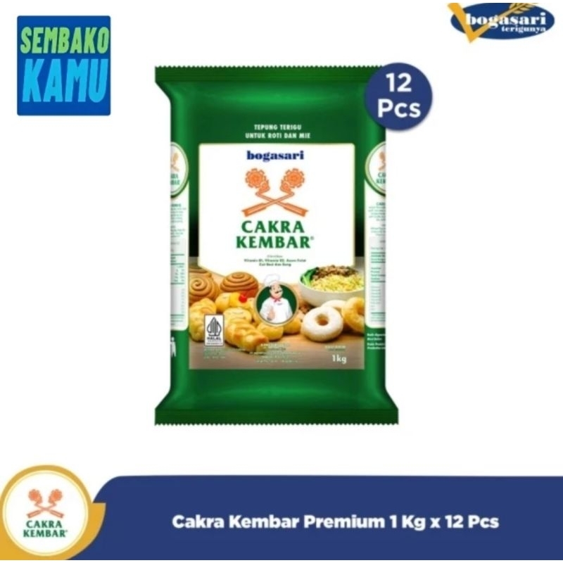 

RB Tepung Terigu Cakra Kembar Premium 1 kg - 1 Dus Isi 12 Pcs