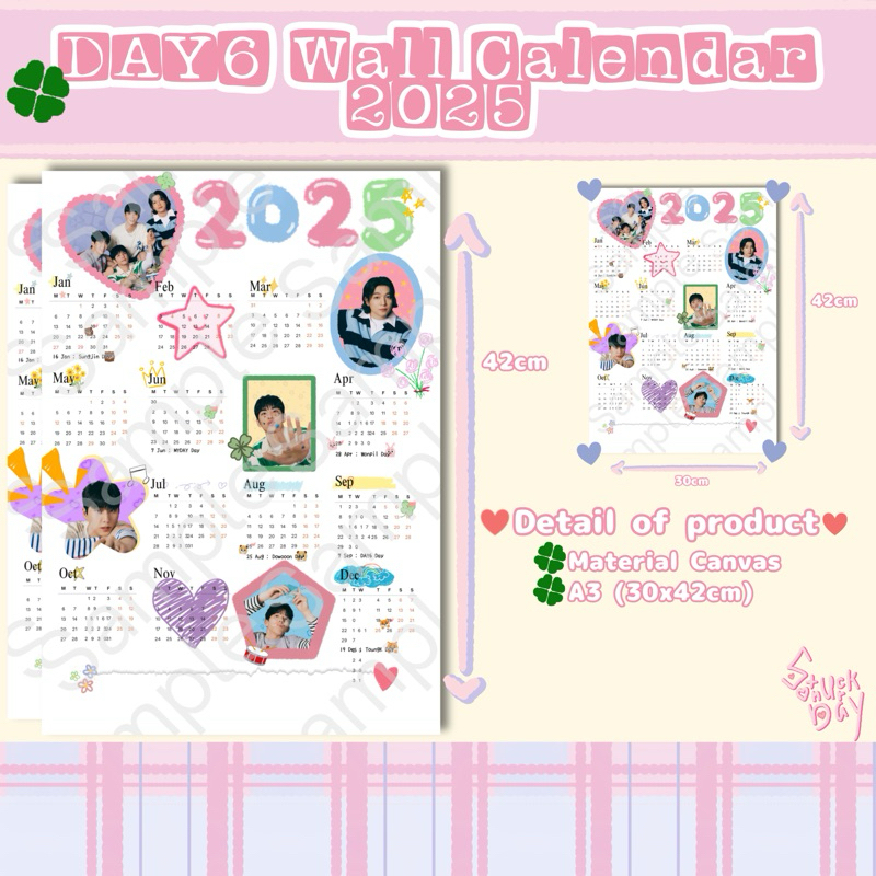 

CALENDAR 2025 DAY6 Version / WALL CALENDAR CANVAS (KAIN WALLDECOR) / DAY6 CALENDAR KALENDER 2025